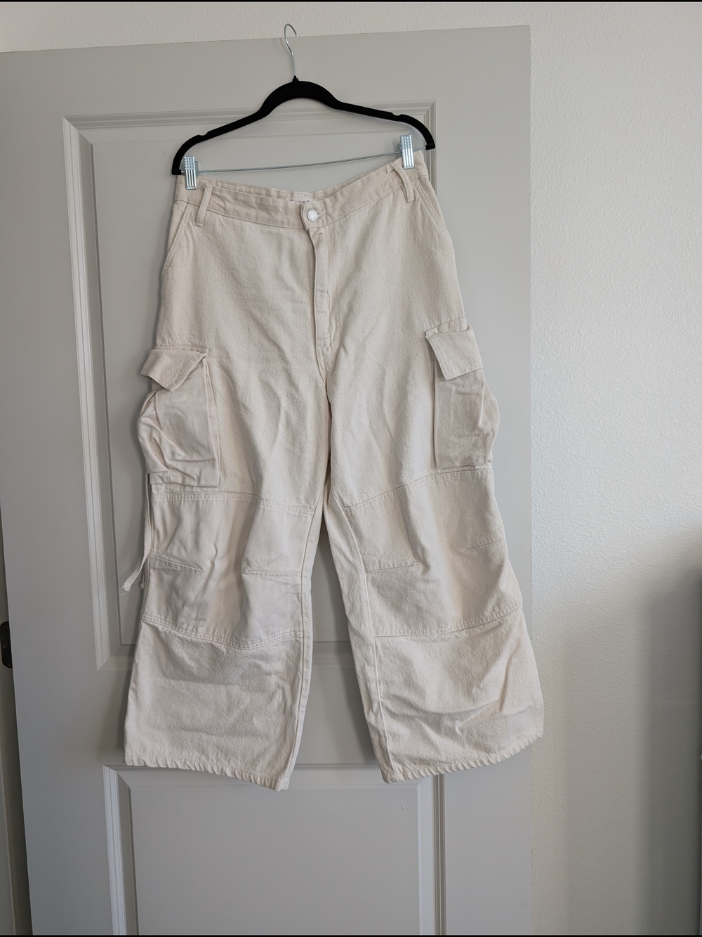 House of Holland Cream Wide-Leg Cargo Trousers